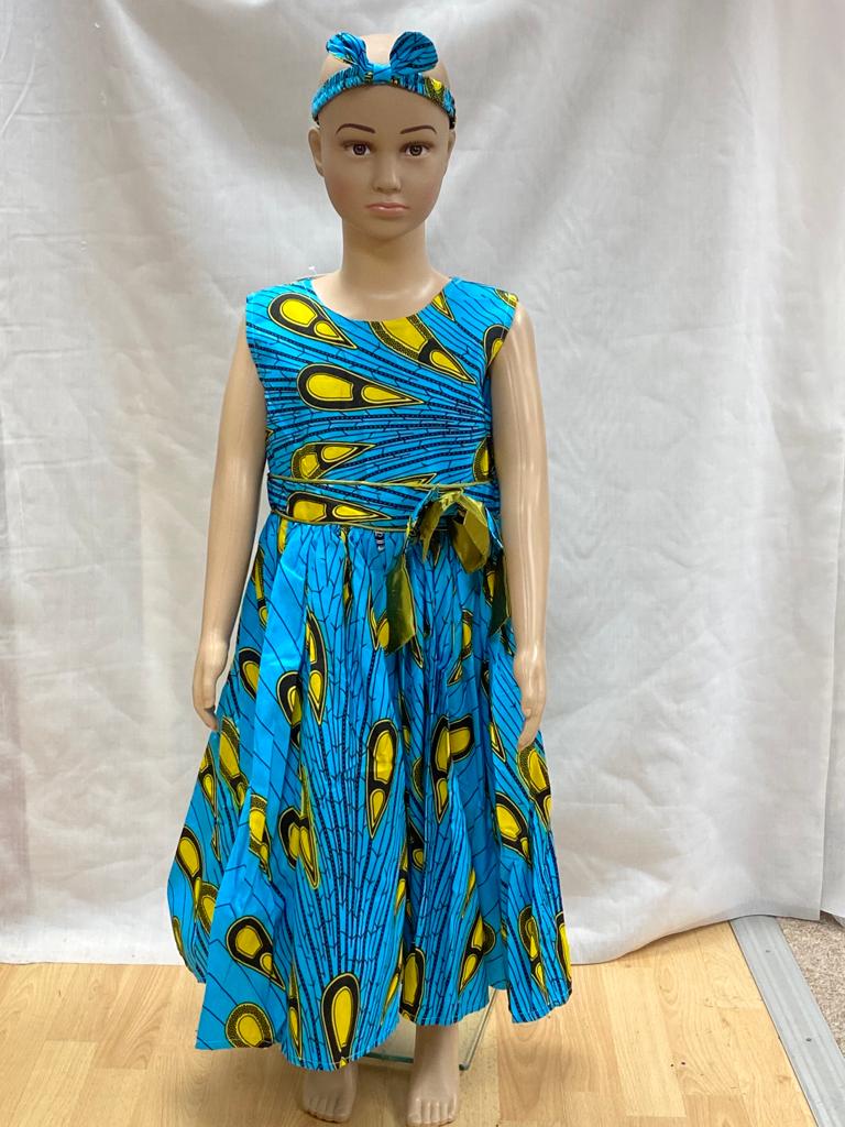Blue and Yellow Children's Ankara Dress