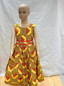 Yellow and Red Child's Ankara Dress