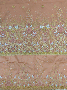 Peach and Gold Net George with Blouse Fabric