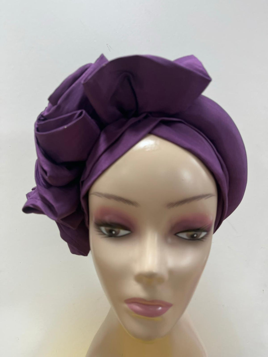 Purple Pre-styled Turban Hat / Auto Gele