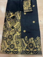 Load image into Gallery viewer, Black and Gold Net George with Blouse Fabric (3 piece)
