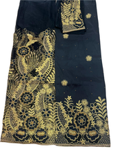 Load image into Gallery viewer, Black and Gold Net George with Blouse Fabric (3 piece)
