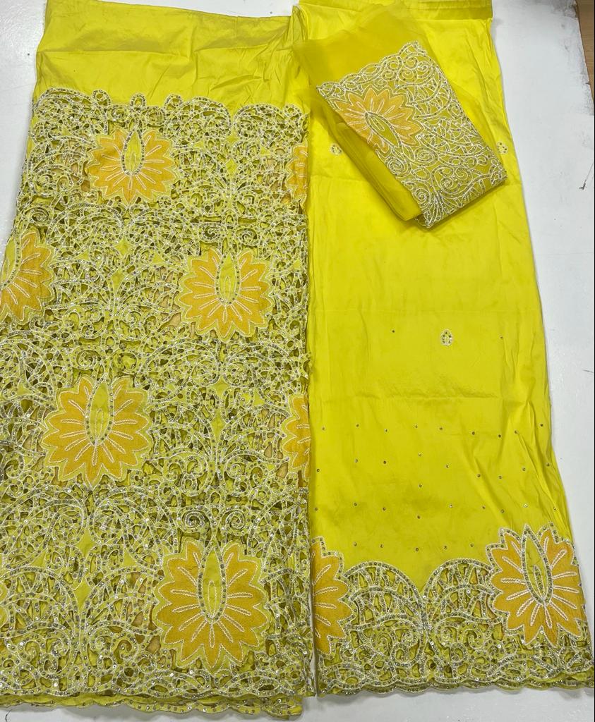 Yellow Full Body Works George (3 Pieces) with Blouse Fabric