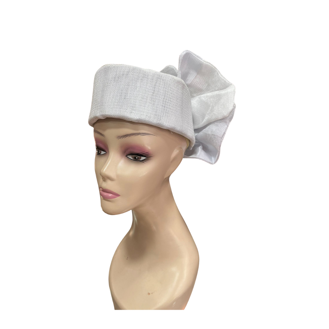 White Aso Oke Cap/Zara Cap – Rose African Fabrics