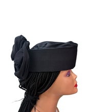 Load image into Gallery viewer, Black Silk Zara Cap | African Headwrap Hat
