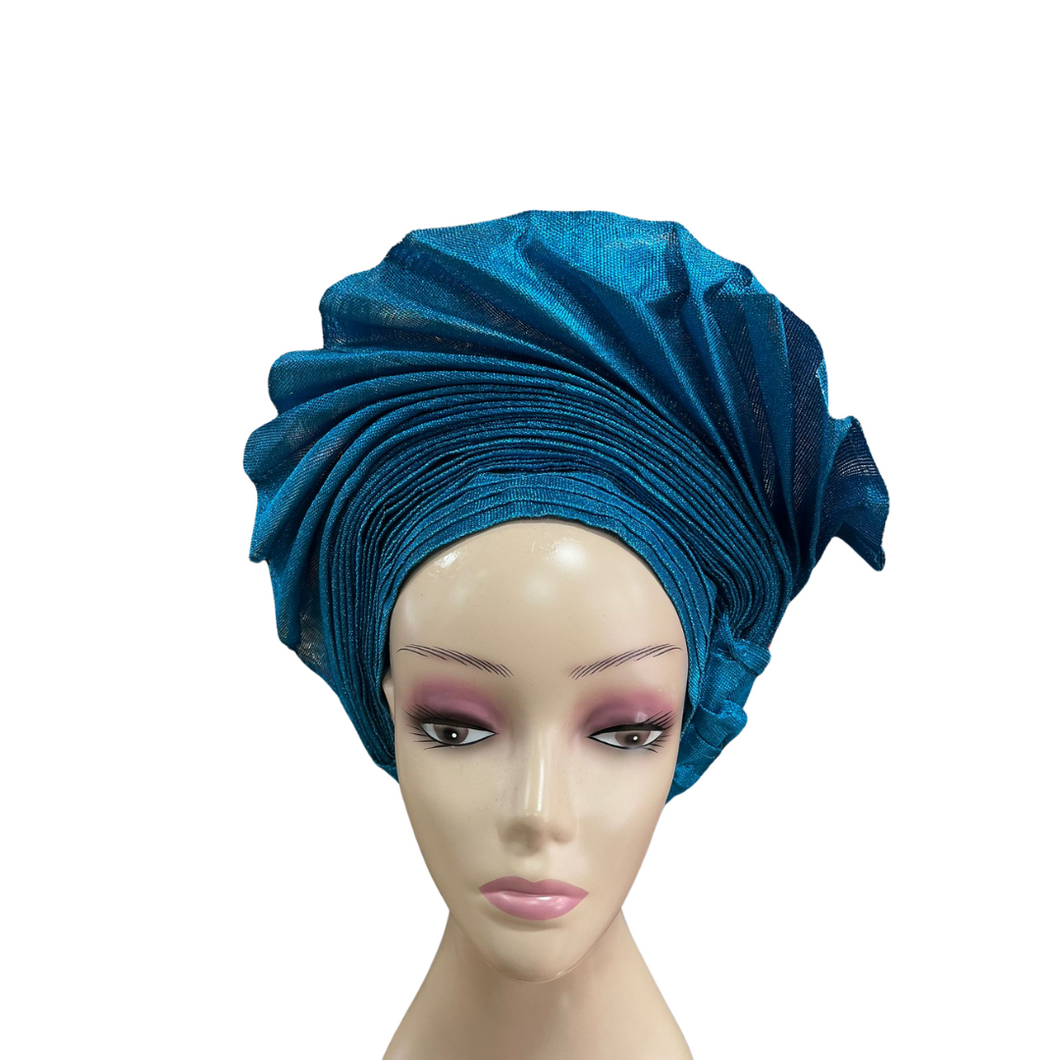 Turquoise Blue Auto Gele