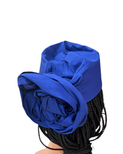 Load image into Gallery viewer, Royal Blue Silk Zara Cap | African Headwrap Hat
