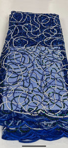 Royal Blue and Silver French Lace - 5 Yards
