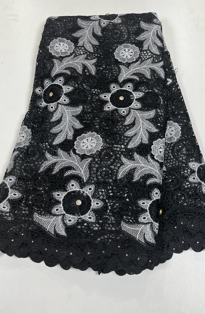 Black And White Cord Lace - 5 Yards