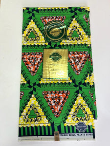 Green and Yellow and Orange Ankara Print - 6 Yards