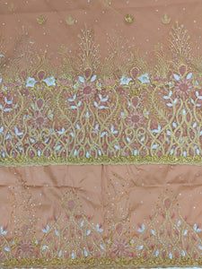 Net George Style Peach and Gold Net George with Blouse Fabric – Rose African Fabrics