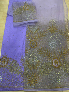 Lilac Net George with Blouse Fabric (3 Pieces)