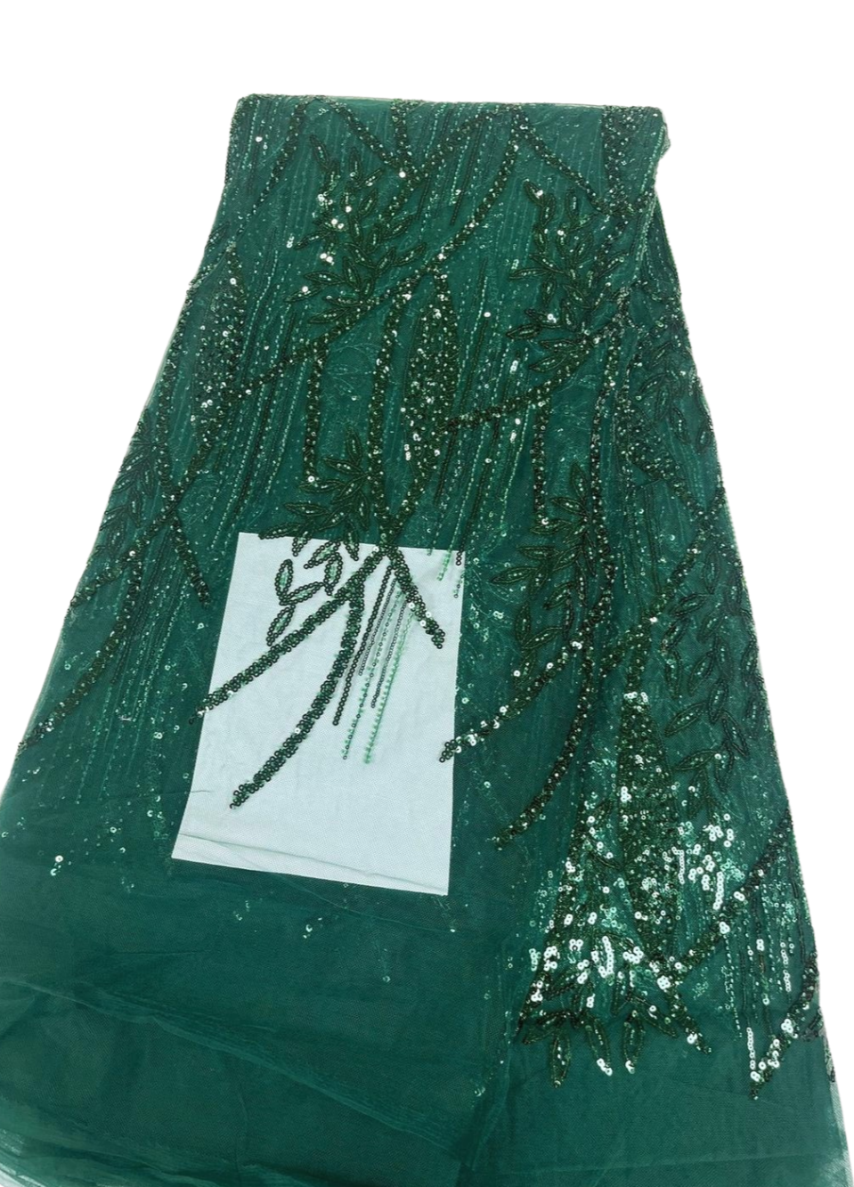 Emerald Green Beaded French Lace - 5 Yards