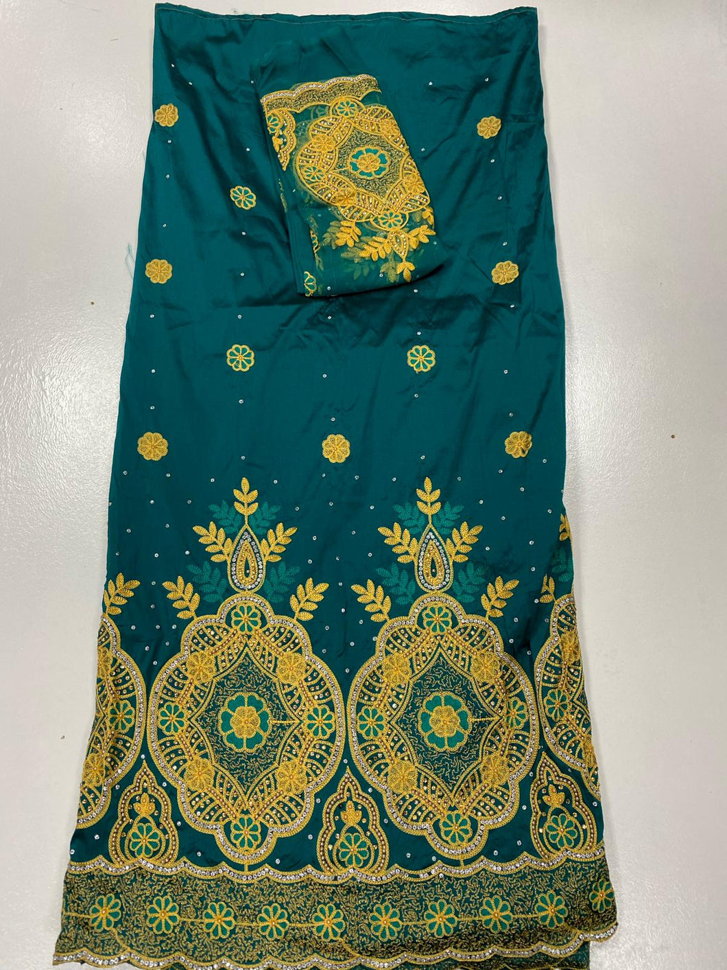 Teal Green George with Blouse Fabric