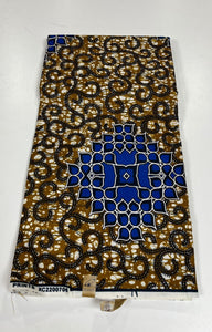 Brown and Blue Ankara Print - 6 Yards