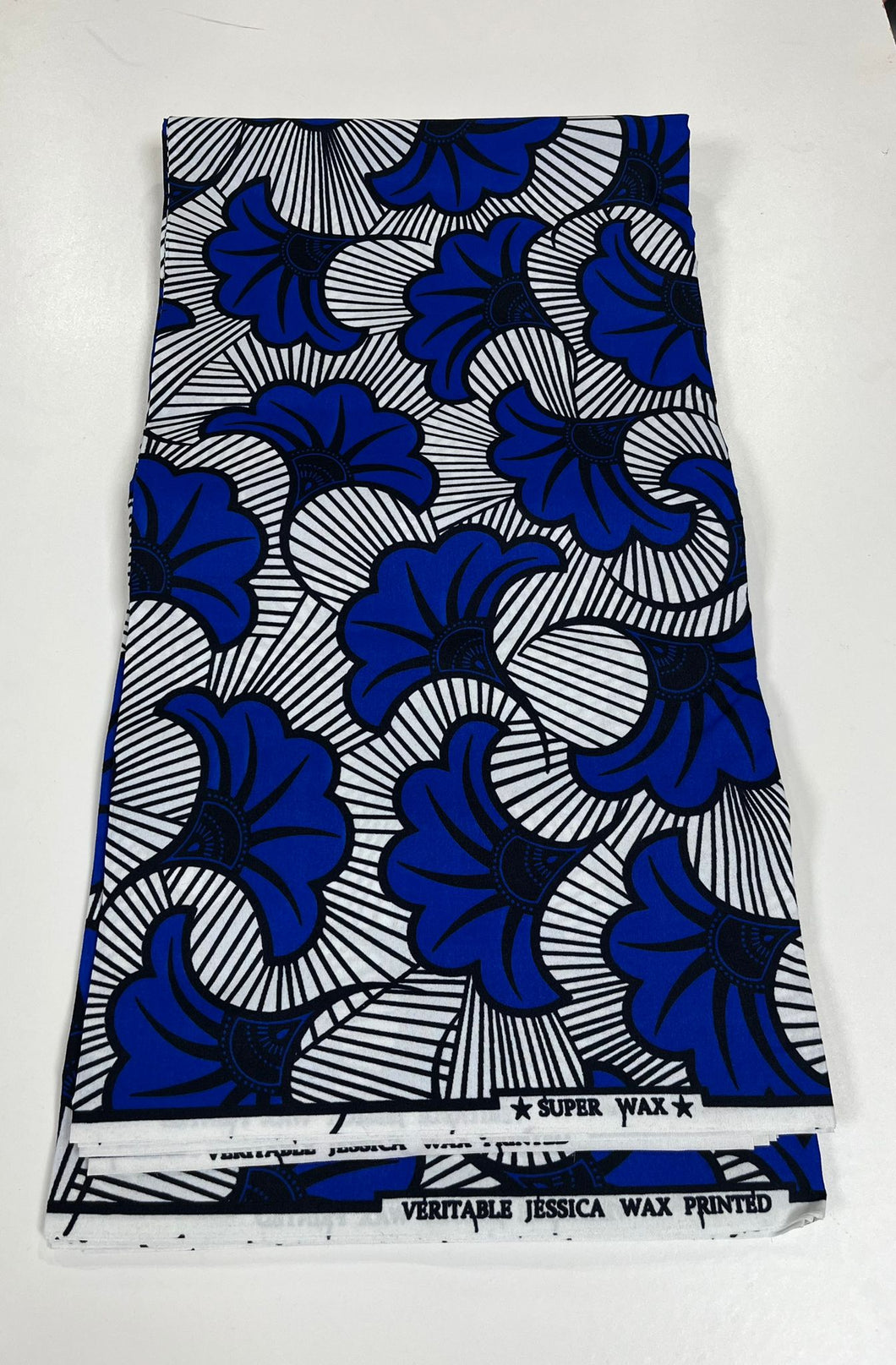 Blue and White Ankara Print - 6 Yards