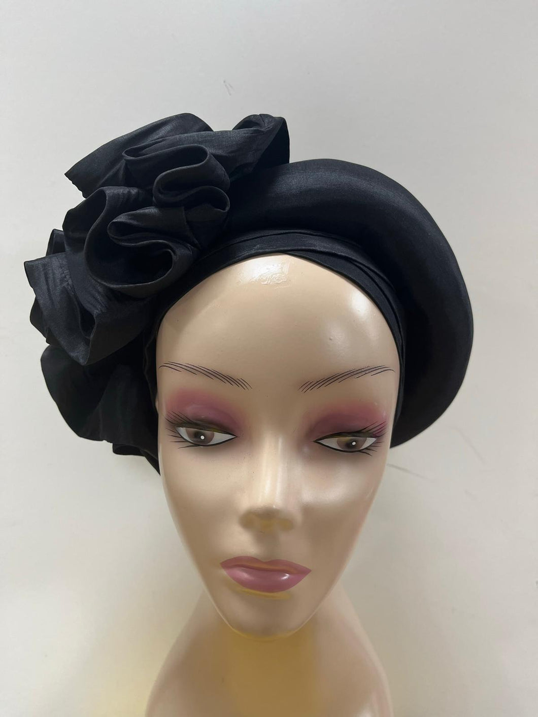 Black Pre-styled Turban Hat / Auto Gele