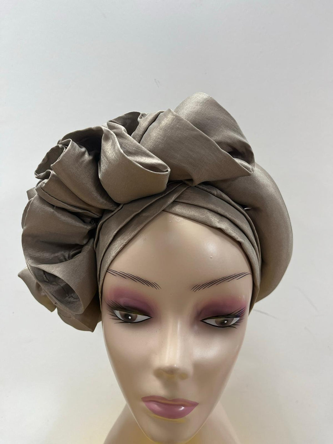 Mocha Pre-styled Turban Hat / Auto Gele