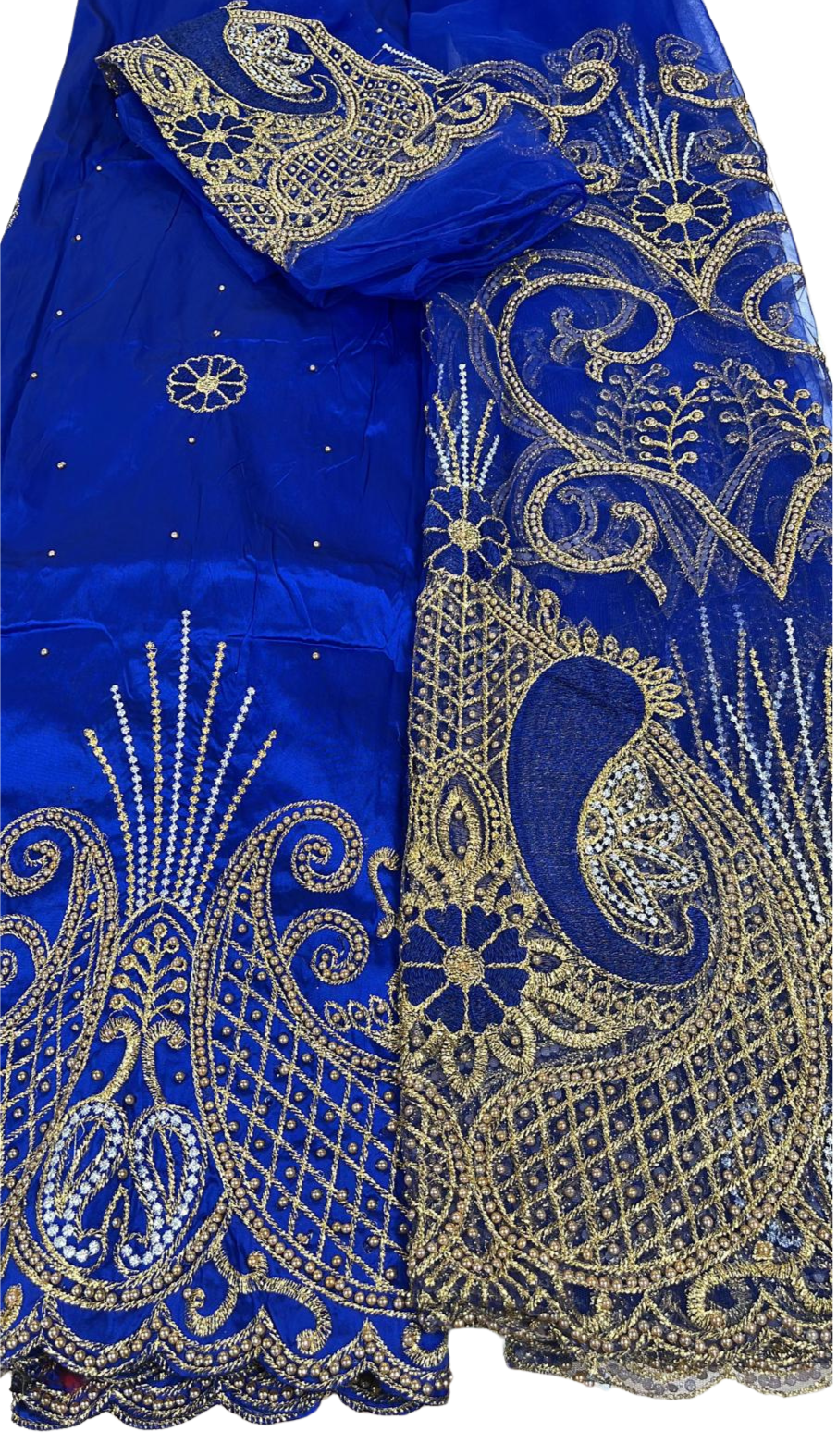 Royal Blue Net George with Blouse Fabric (3 Pieces)