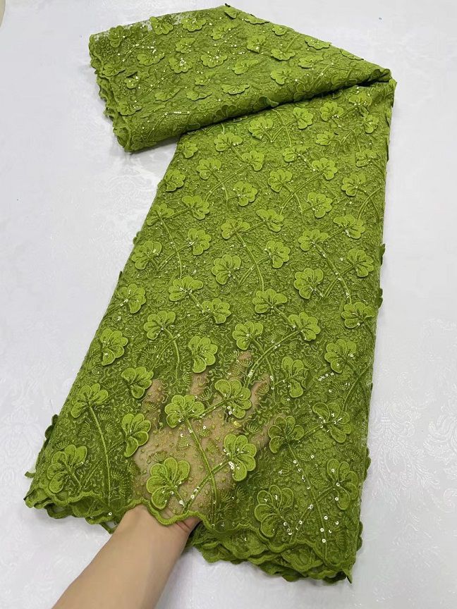 Olive Green French Lace - 5 Yards