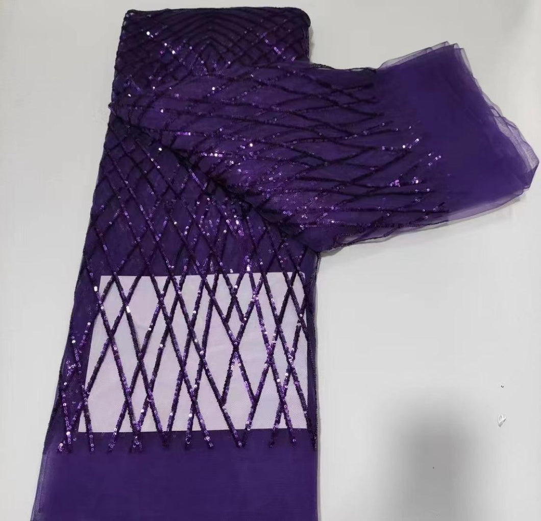 Purple Sequinned French Lace