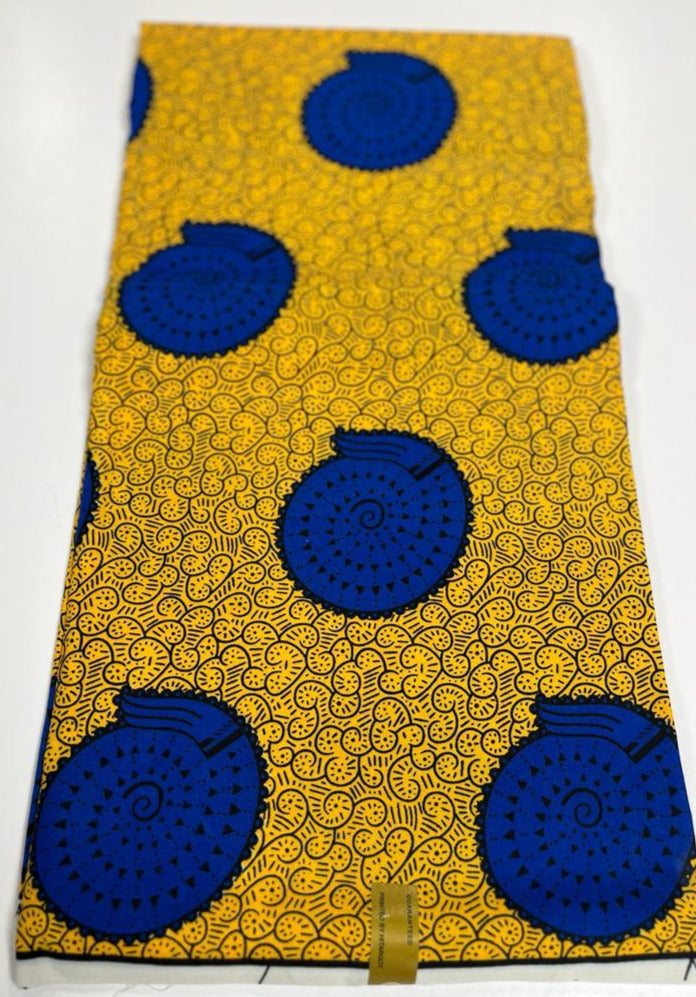 Yellow and Blue Ankara Print - 6 Yards