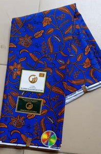 Blue and Orange Ankara Print - 6 Yards