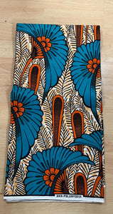 Orange and Turquoise Ankara Print - 6 Yards