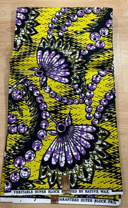 Yellow and Purple Ankara Print - 6 Yards