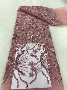 Onion Colour Beaded French Lace