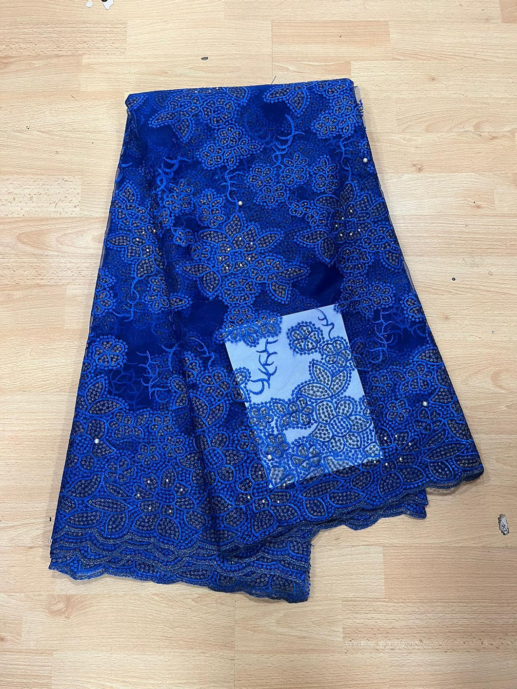 Royal Blue and Gold French Lace - 5 Yards