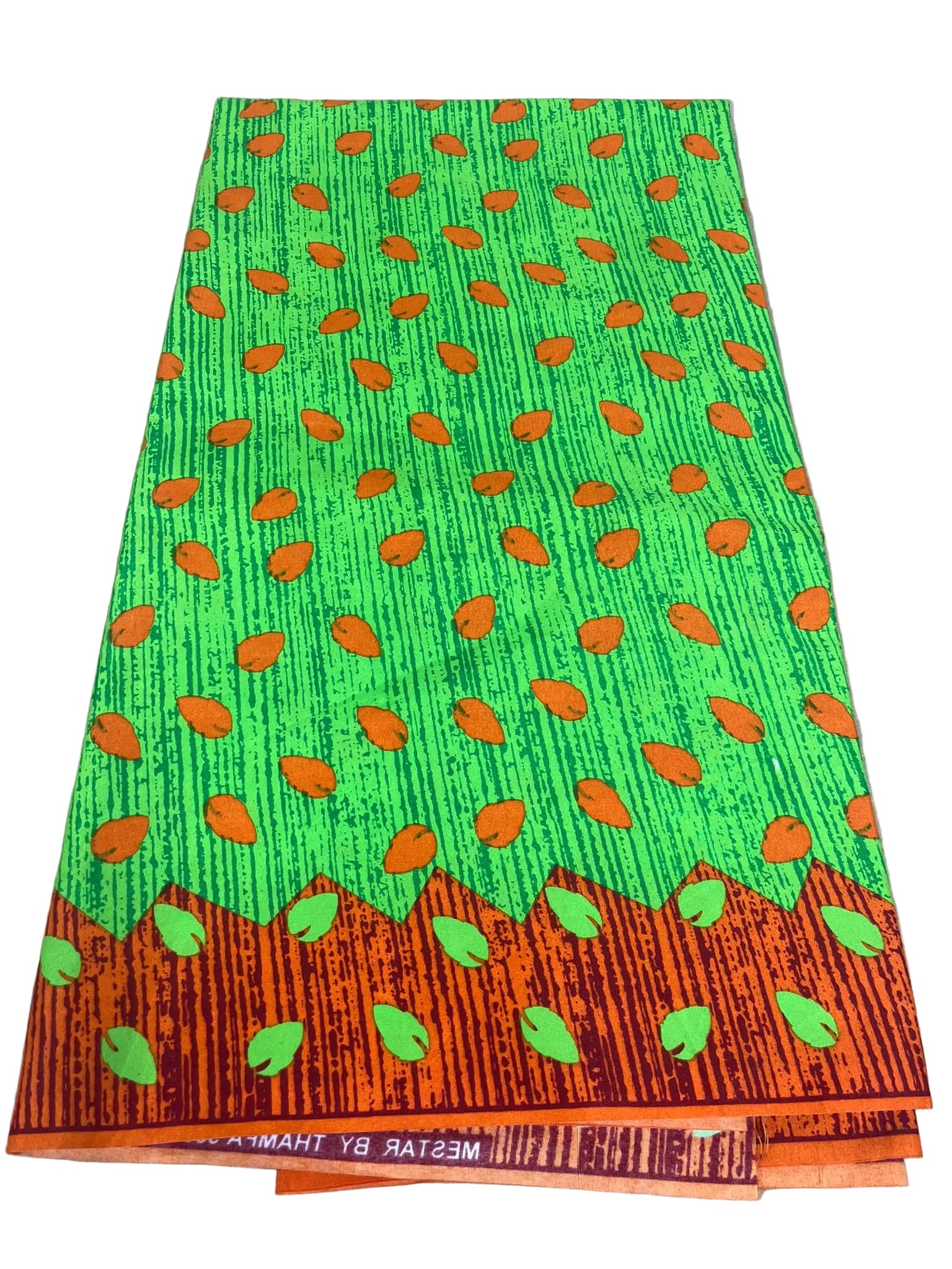 Green and Orange Fancy Ankara - 6 Yards
