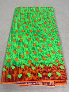 Green and Orange Fancy Ankara - 6 Yards