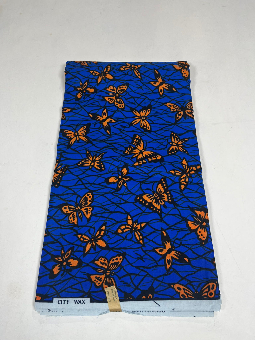 Blue and Orange Butterfly Ankara Print - 6 Yards