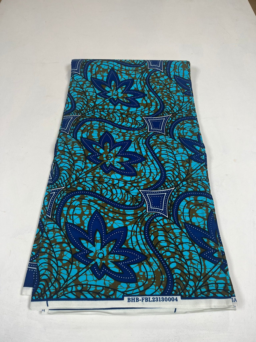 Teal Blue Ankara Print - 6 Yards