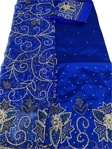 Royal Blue Net George with Blouse Fabric (3 Pieces)