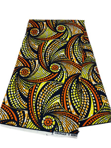 Orange Multicoloured Ankara Print - 6 Yards