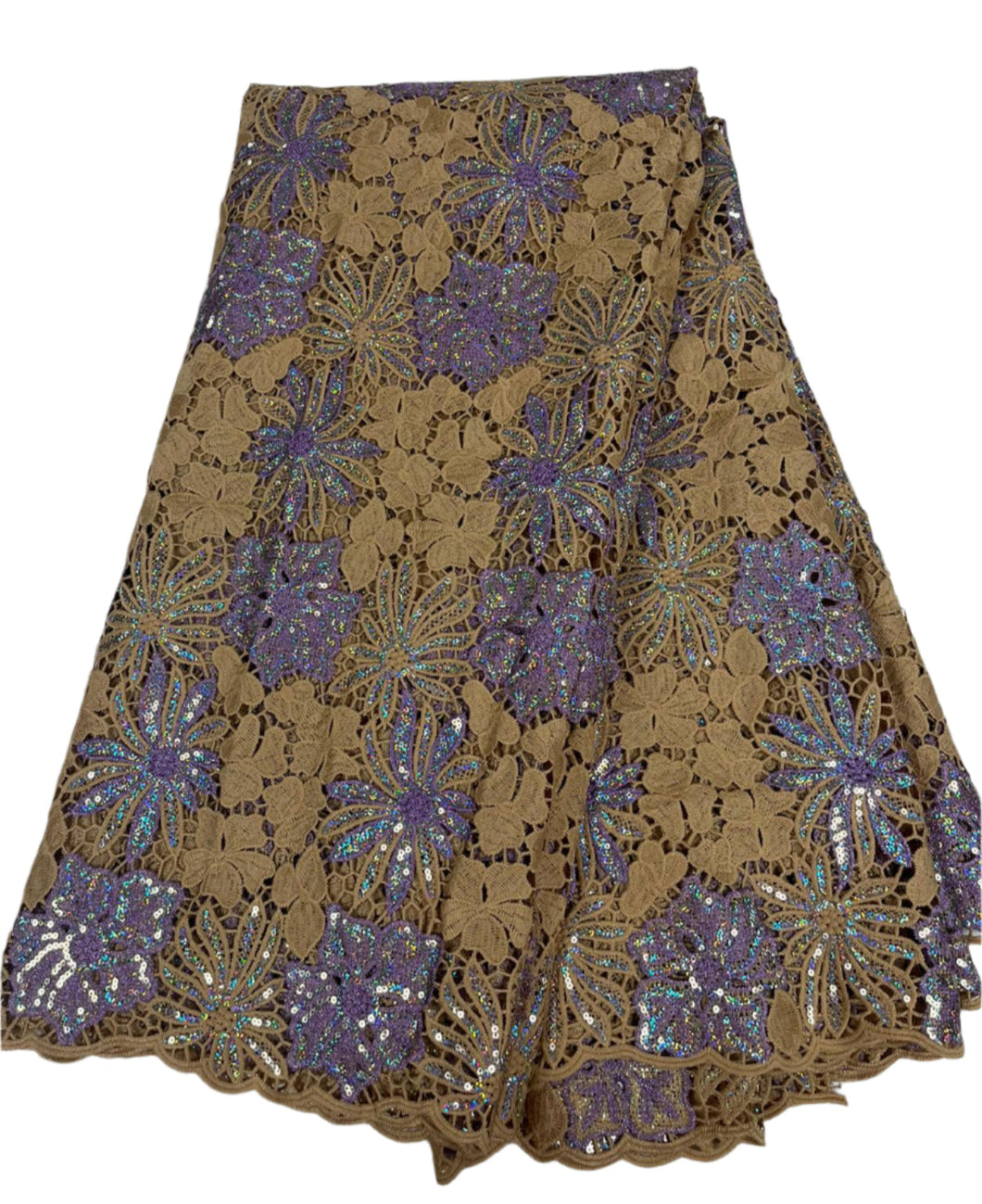 Champagne Gold and Lilac Cord Lace - 5 Yards
