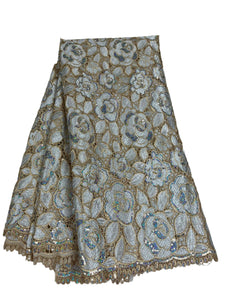 White and Gold Cord Lace - 5 Yards