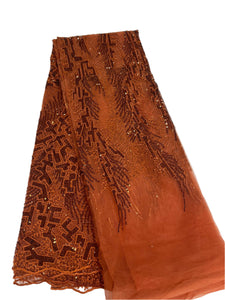 Burnt Orange French Lace - 5 Yards