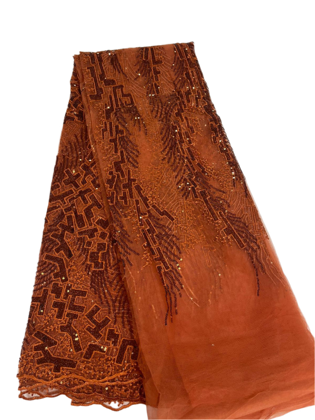 Burnt Orange French Lace - 5 Yards