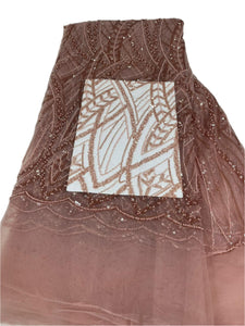Rose Gold Beaded French Lace - 5 Yards