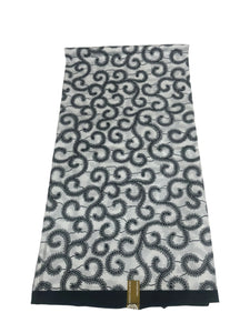 White and Black Ankara Print - 6 Yards