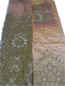Rose Gold Beaded Net George with Blouse fabric (3 Pieces)