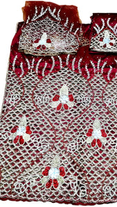 Wine Red and Champagne Gold George (3 pieces) with Blouse Fabric