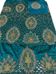 Teal Green George with Blouse Fabric (3 Piece)