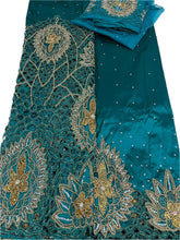 Load image into Gallery viewer, Teal Green George with Blouse Fabric (3 Piece)
