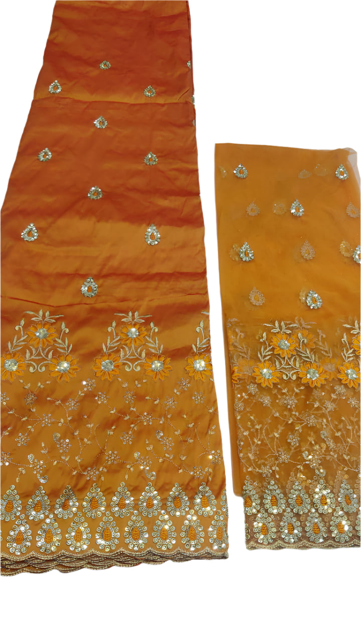 Orange George with Blouse Fabric