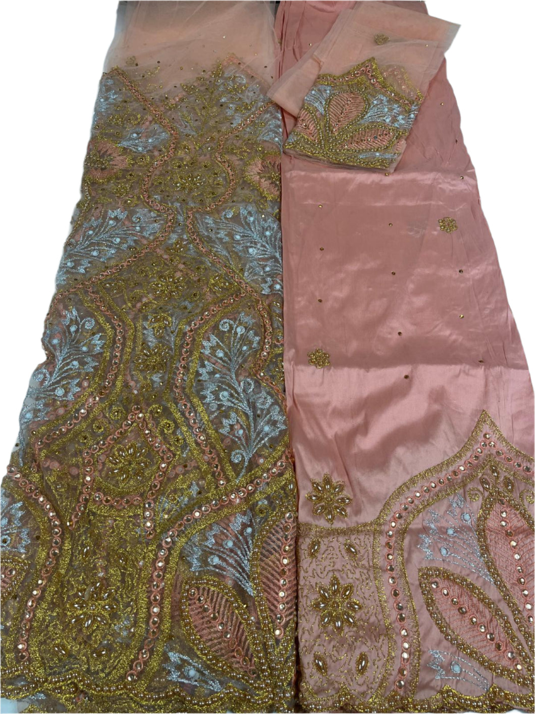 Peach George with Blouse Fabric (3 Piece)