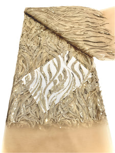Gold Sequinned French Lace - 5 Yards
